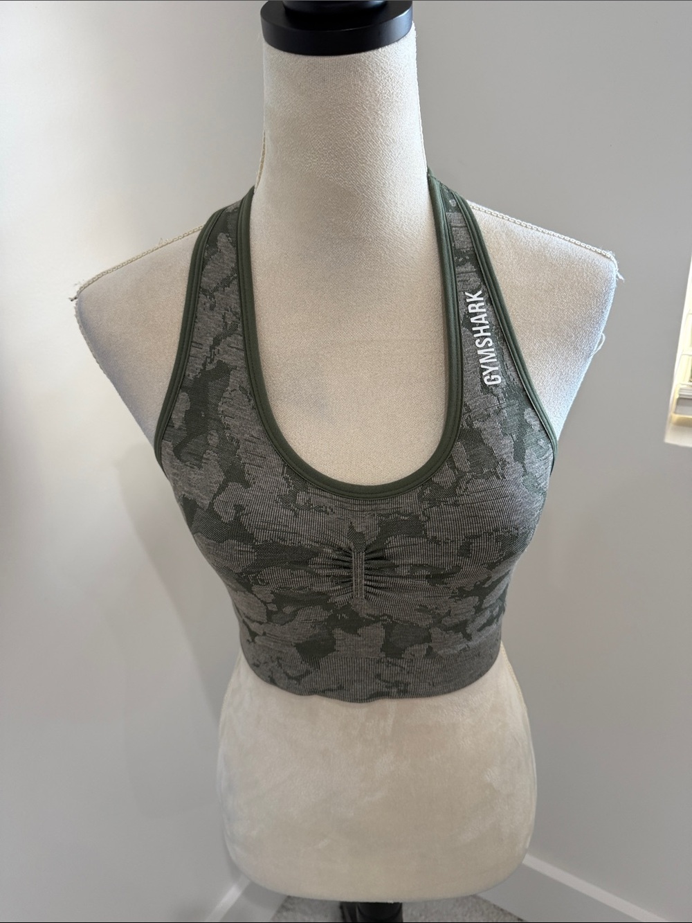 Gymshark Green Olive Camo Racerback Sports Bra